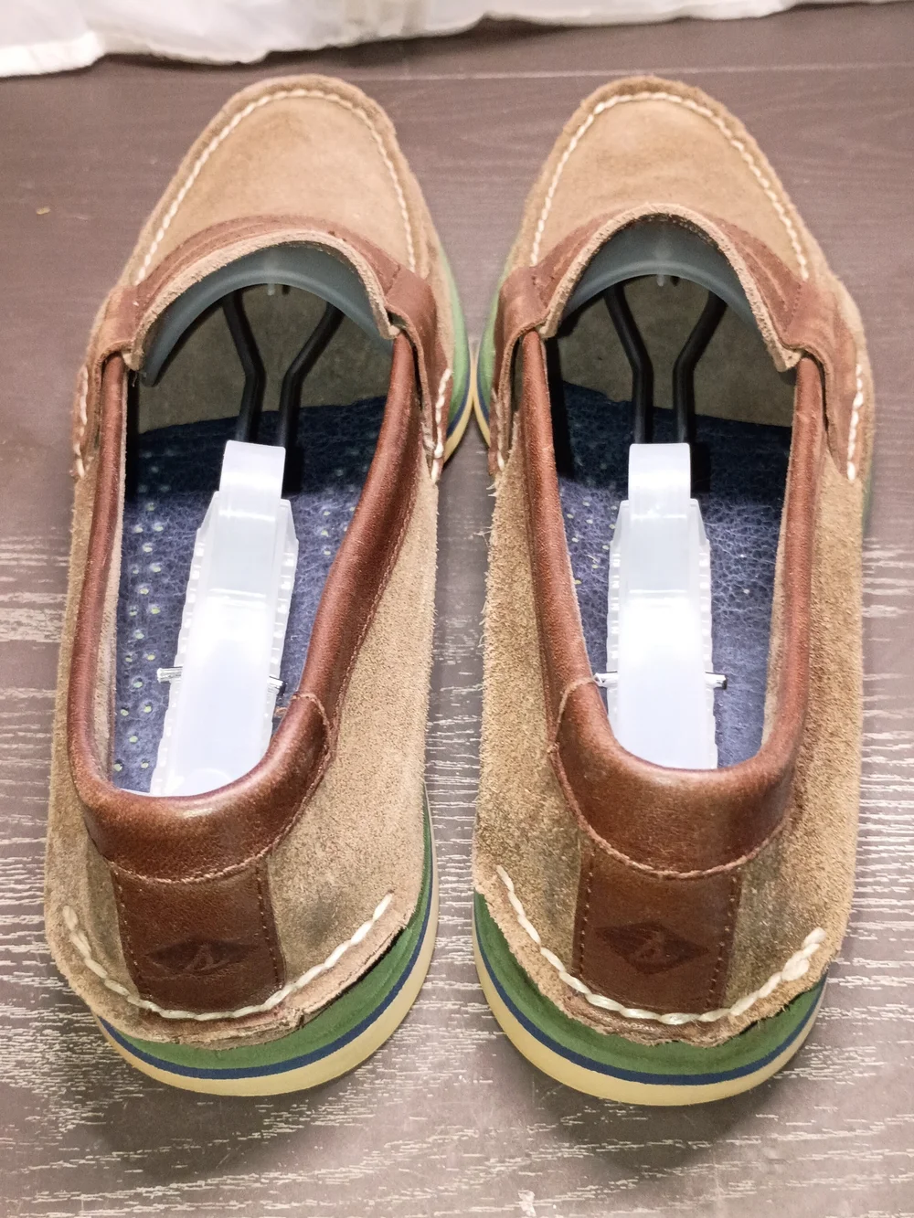 Sperry Brown Suede & Leather Penny Loafer Slip-On Boat Shoes  Green Sole Mens 9M
